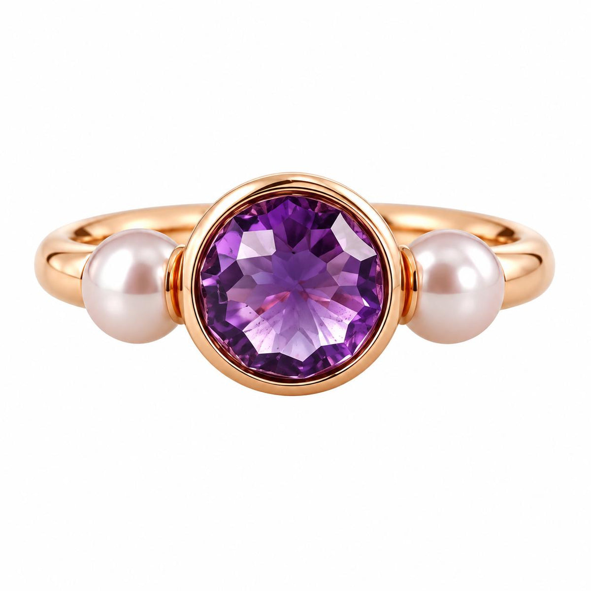 Mimi Milano Happy Amethyst Pearl Gold Ring