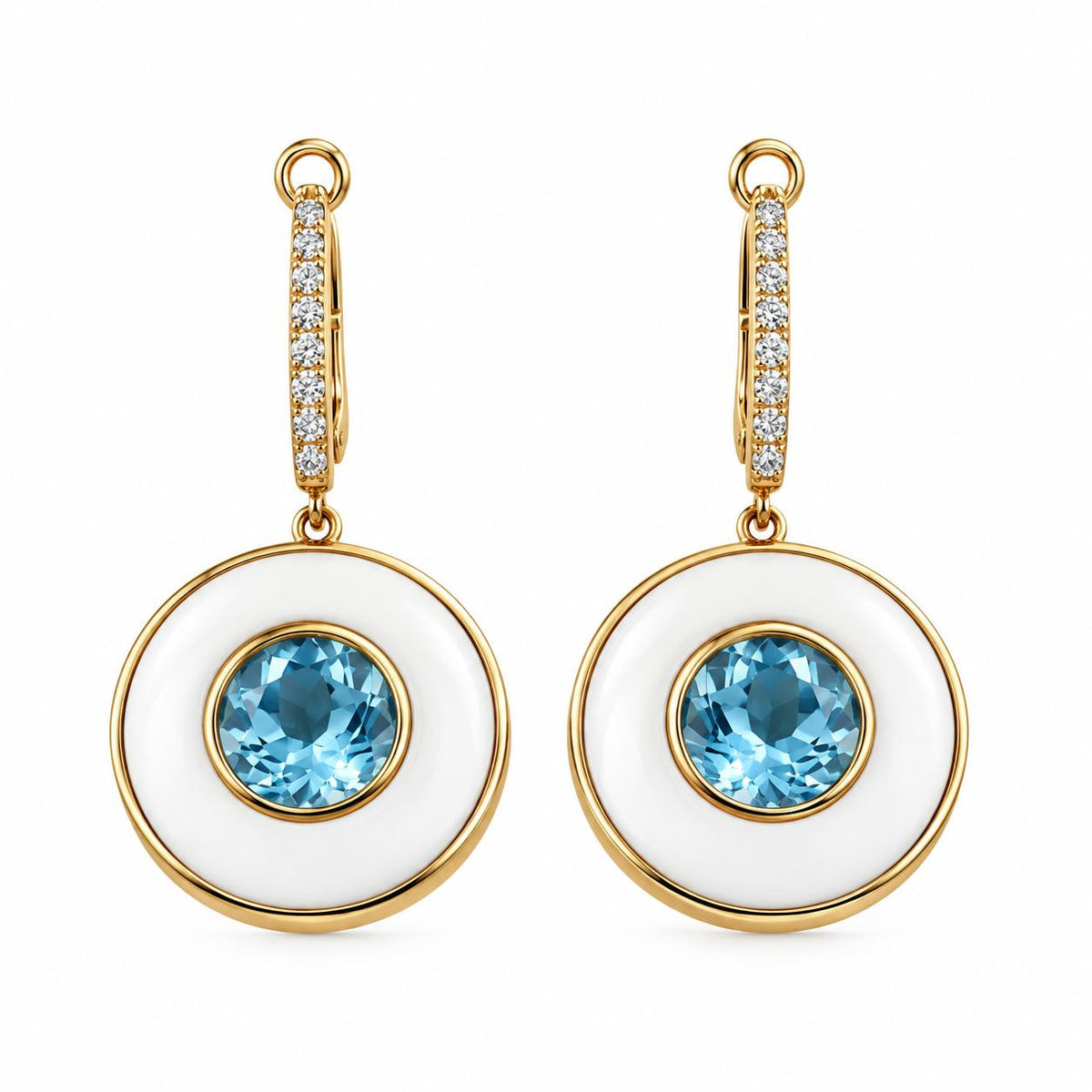 Doves Doron Paloma 18k Gold Agate Topaz Drop Earrings