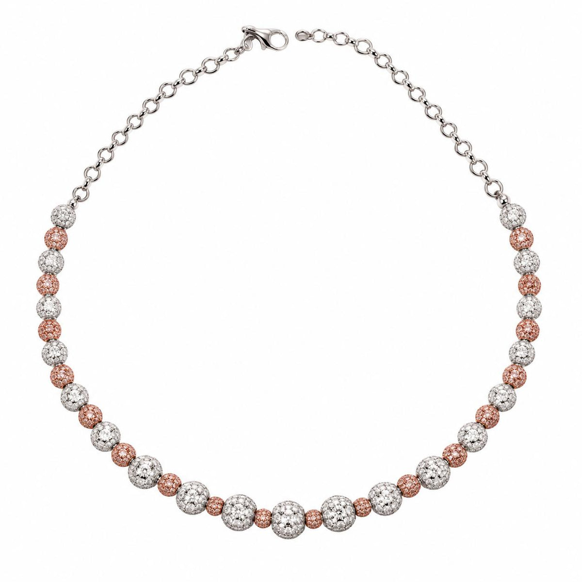 18k Two Tone  Gold 10.50ctw Fancy Pink White Diamond Necklace