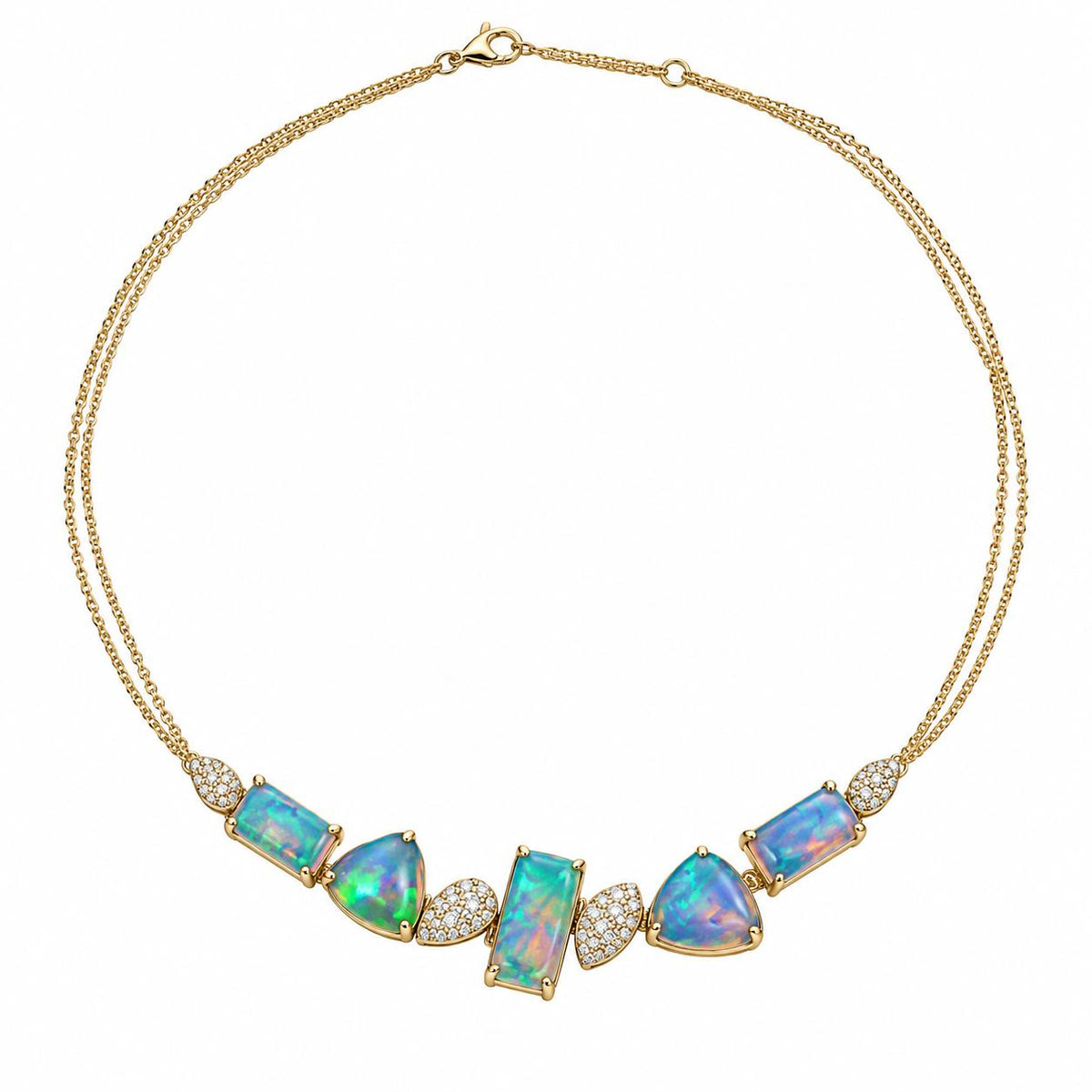 14k Gold Opal Diamond Necklace