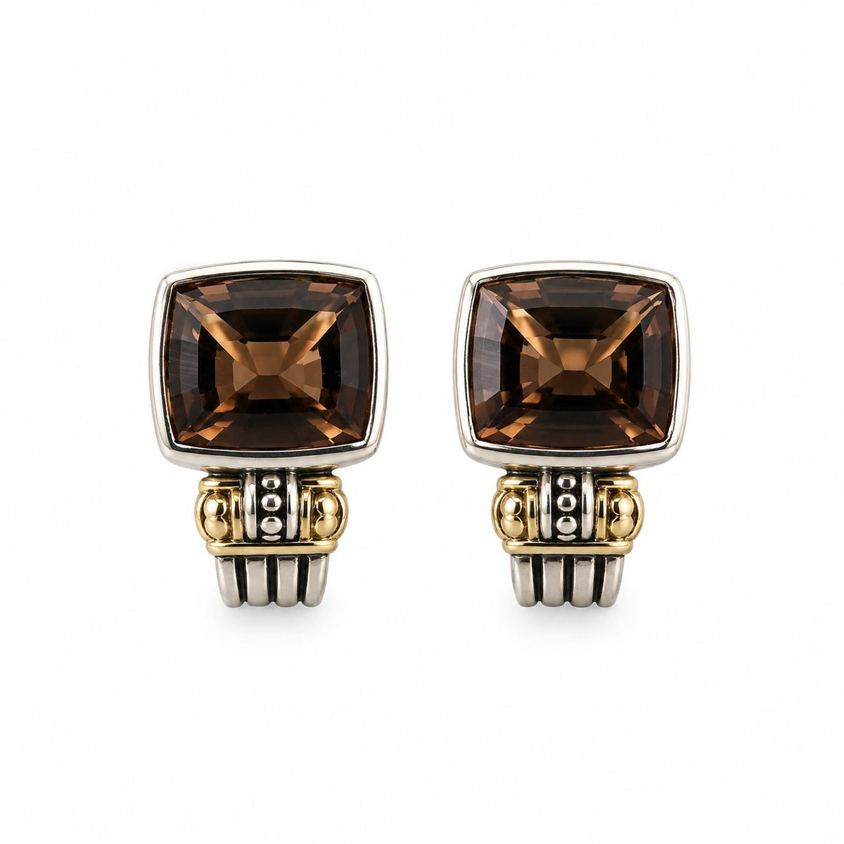 Lagos Caviar 18K Gold Sterling Silver Smokey Quartz Earrings