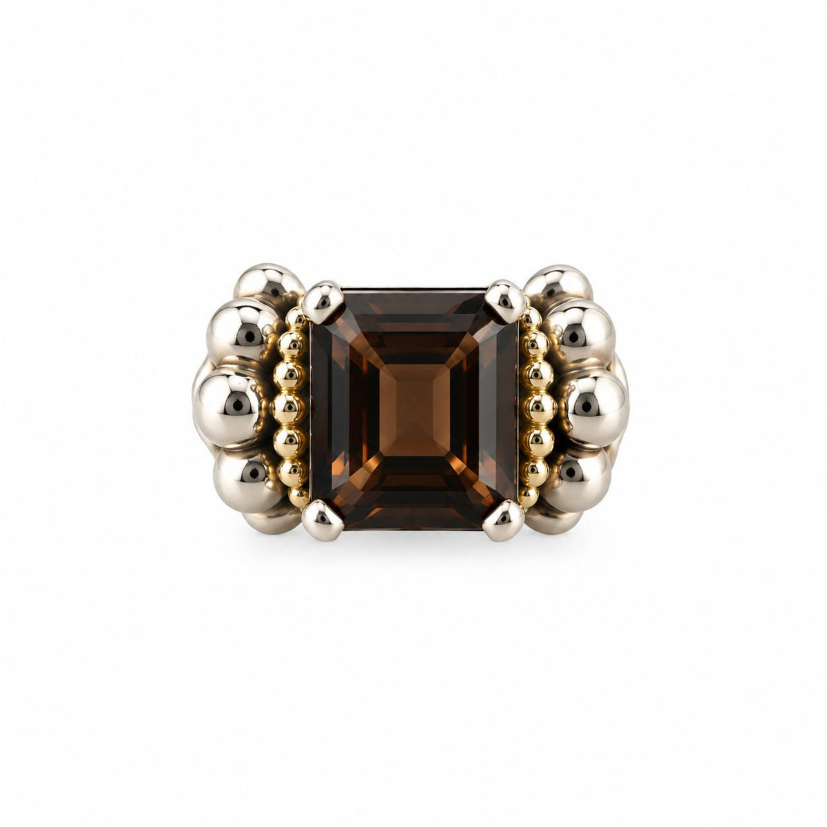 Lagos Glacier Sterling Silver 18K Gold Smokey Quartz Ring