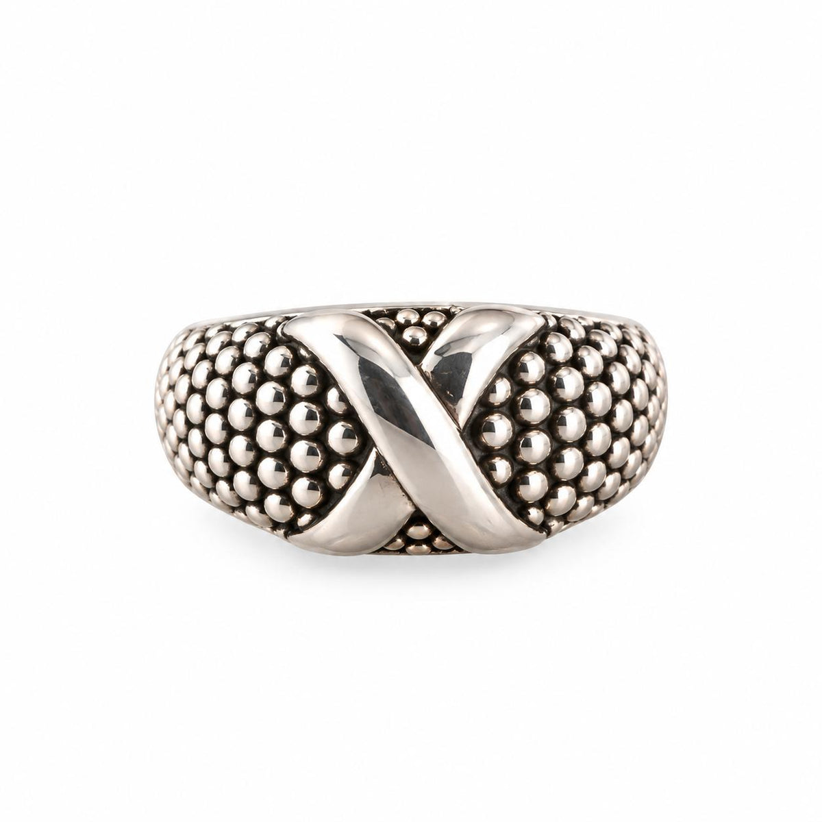 Lagos Caviar Sterling Silver X Band Ring