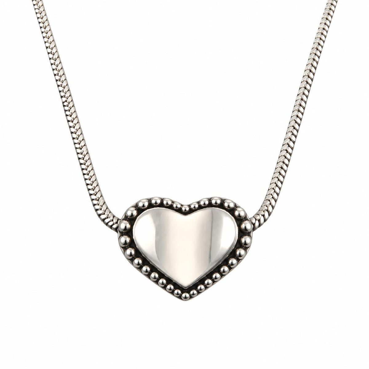 Lagos Caviar Sterling Silver Heart Slide Pendant Necklace