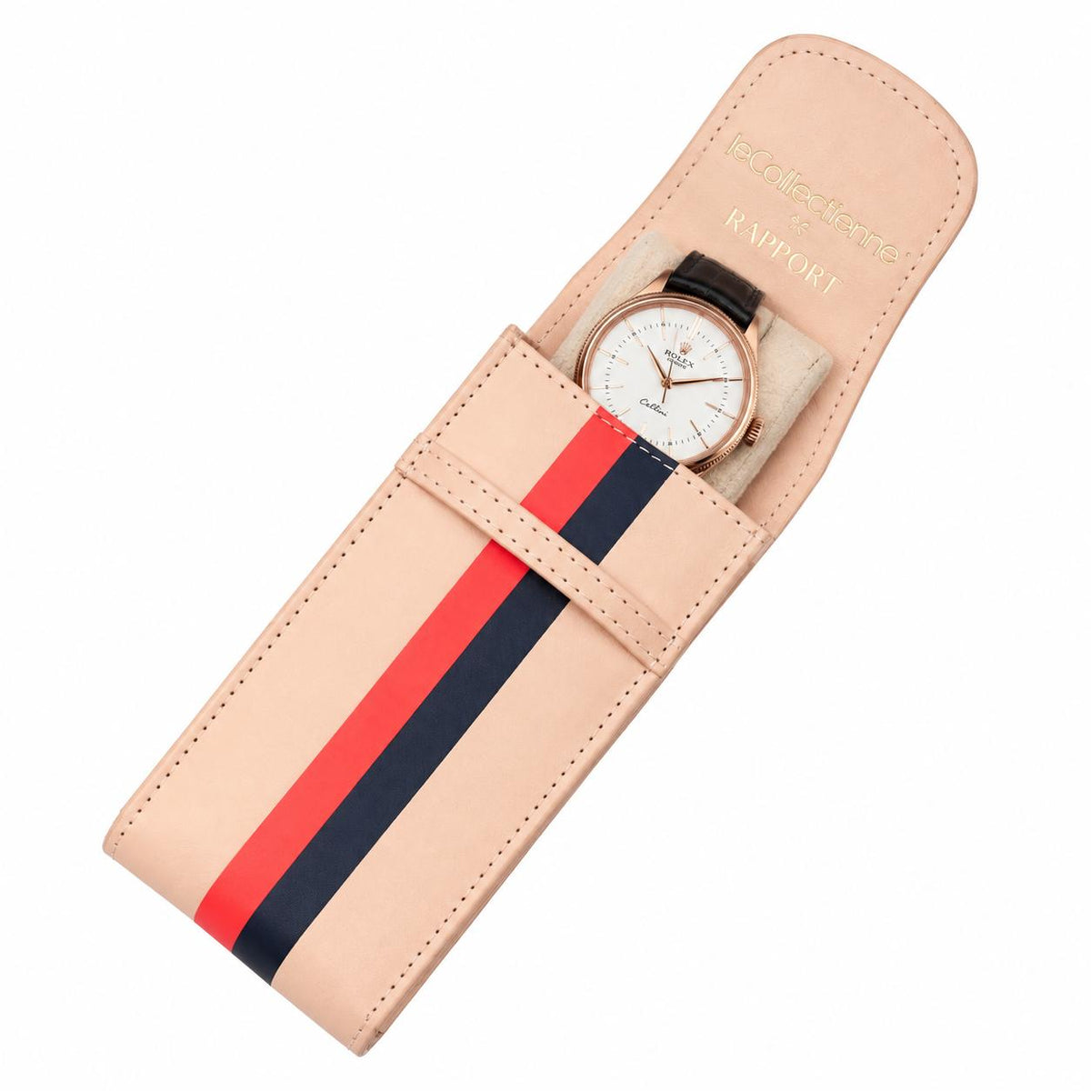 Rapport London X La Californienne Vegan Leather Single Watch Pouch in Red/Navy