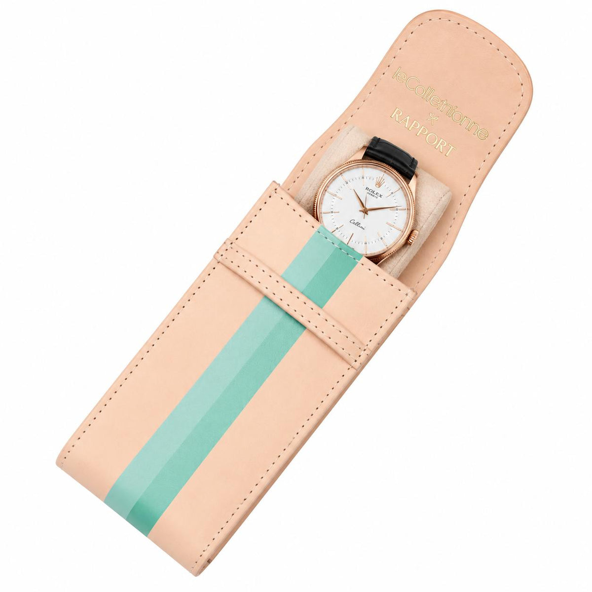 Rapport London X La Californienne Vegan Leather Single Watch Pouch In Turquoise