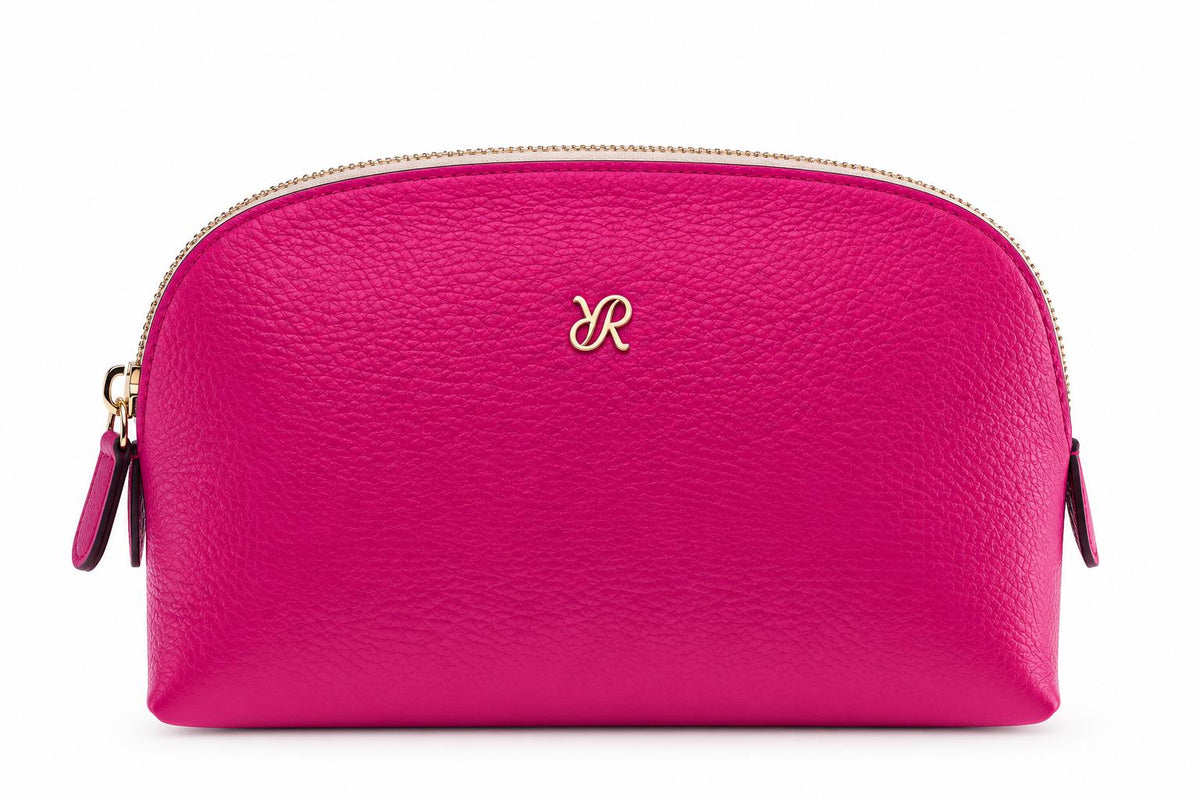 Rapport London Pink Leather Large Makeup Pouch