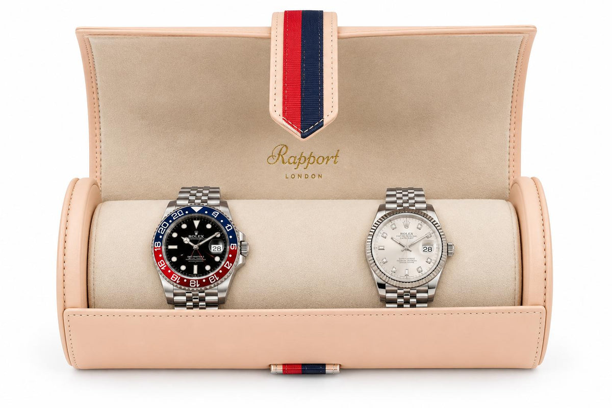 Rapport London X La Californienne Vegan Leather Three-Watch Roll in Red/Navy