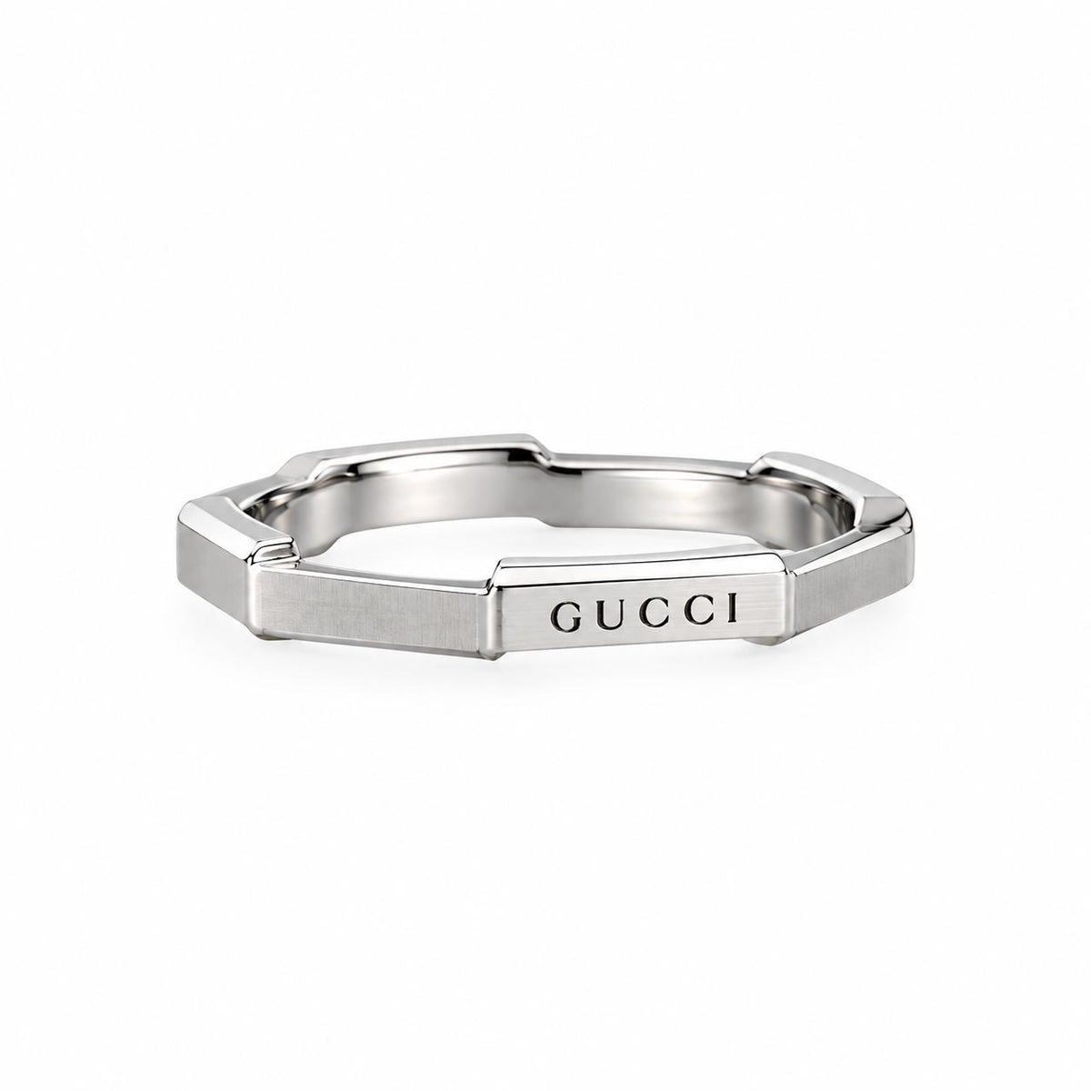 18k Gucci Link to Love White Gold Ring Retail $1050