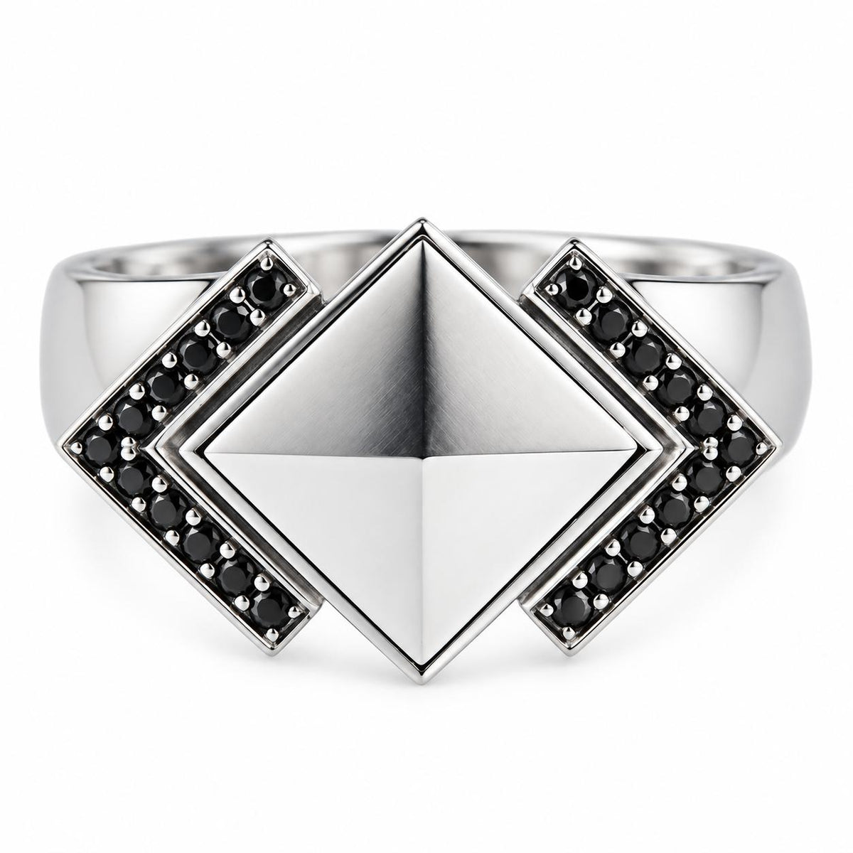 Georg Jensen Nocturne Black Diamond Sterling Silver Ring OG-1927