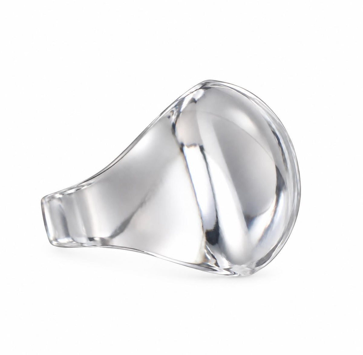 Lalique Cabochon Signet Clear Crystal Ring 016166