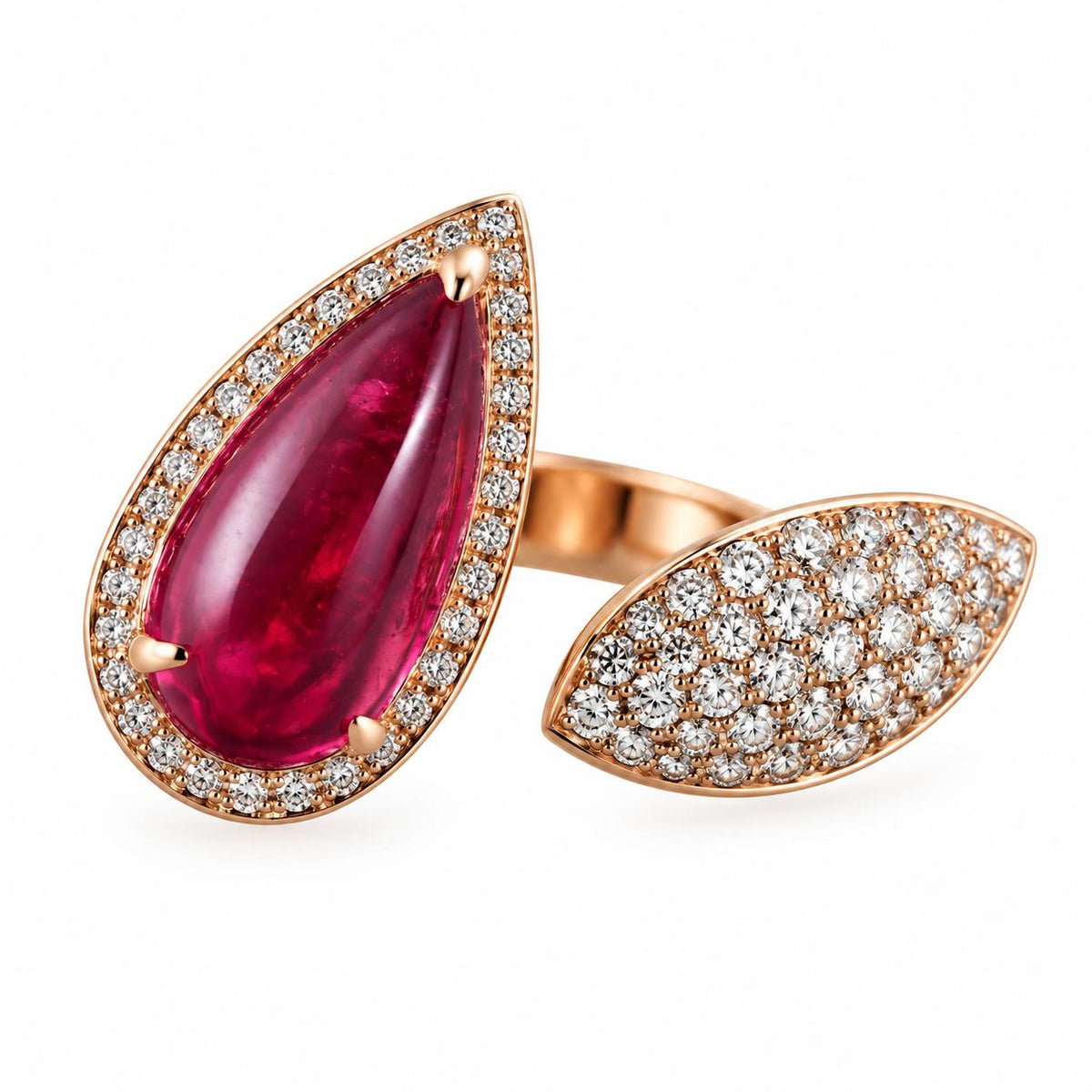 Toi et Moi 18K Gold Pink Tourmaline Diamond Ring