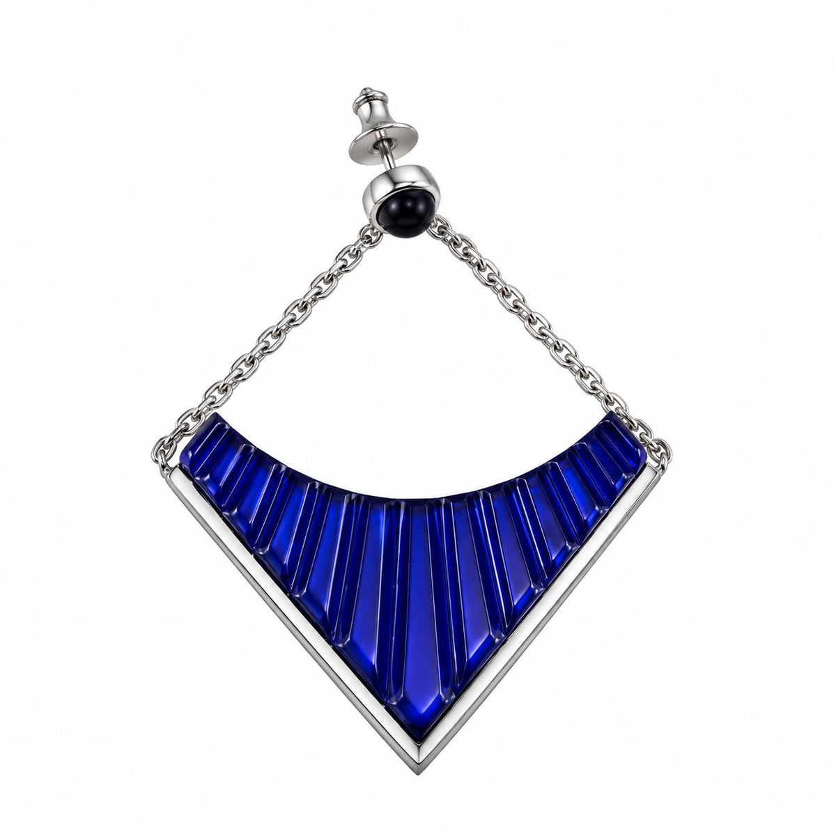 Lalique 1925 Blue Crystal Silver Plated Single Earring Large 10680500
