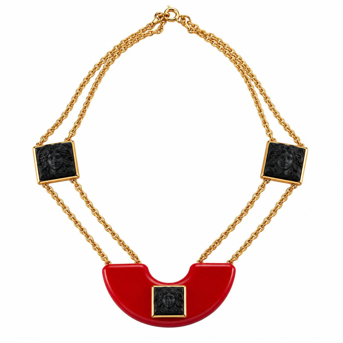 Lalique Arethuse Black Crystal Resin Vermeil Pendant Chain Necklace 10698500