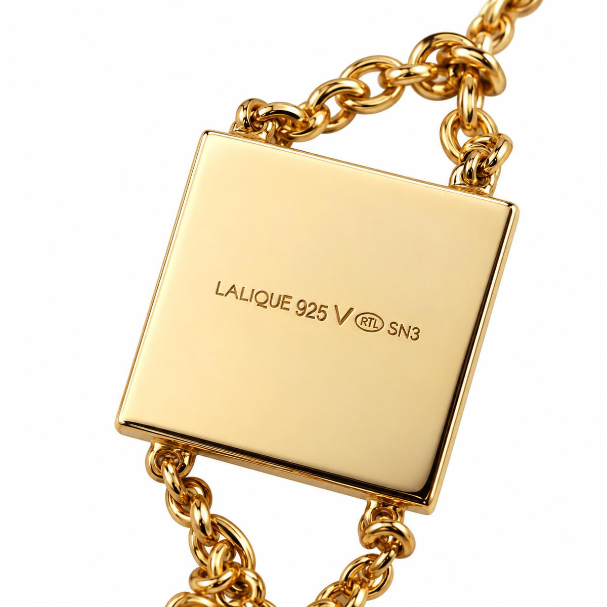 Lalique Arethuse Black Crystal Resin Vermeil Pendant Chain Necklace 10698500