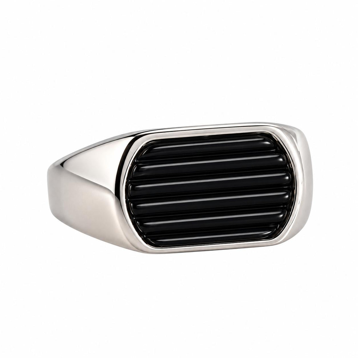 Lalique L'Homme Alpha Man Black Crystal Sterling Silver Signet Ring 10683200
