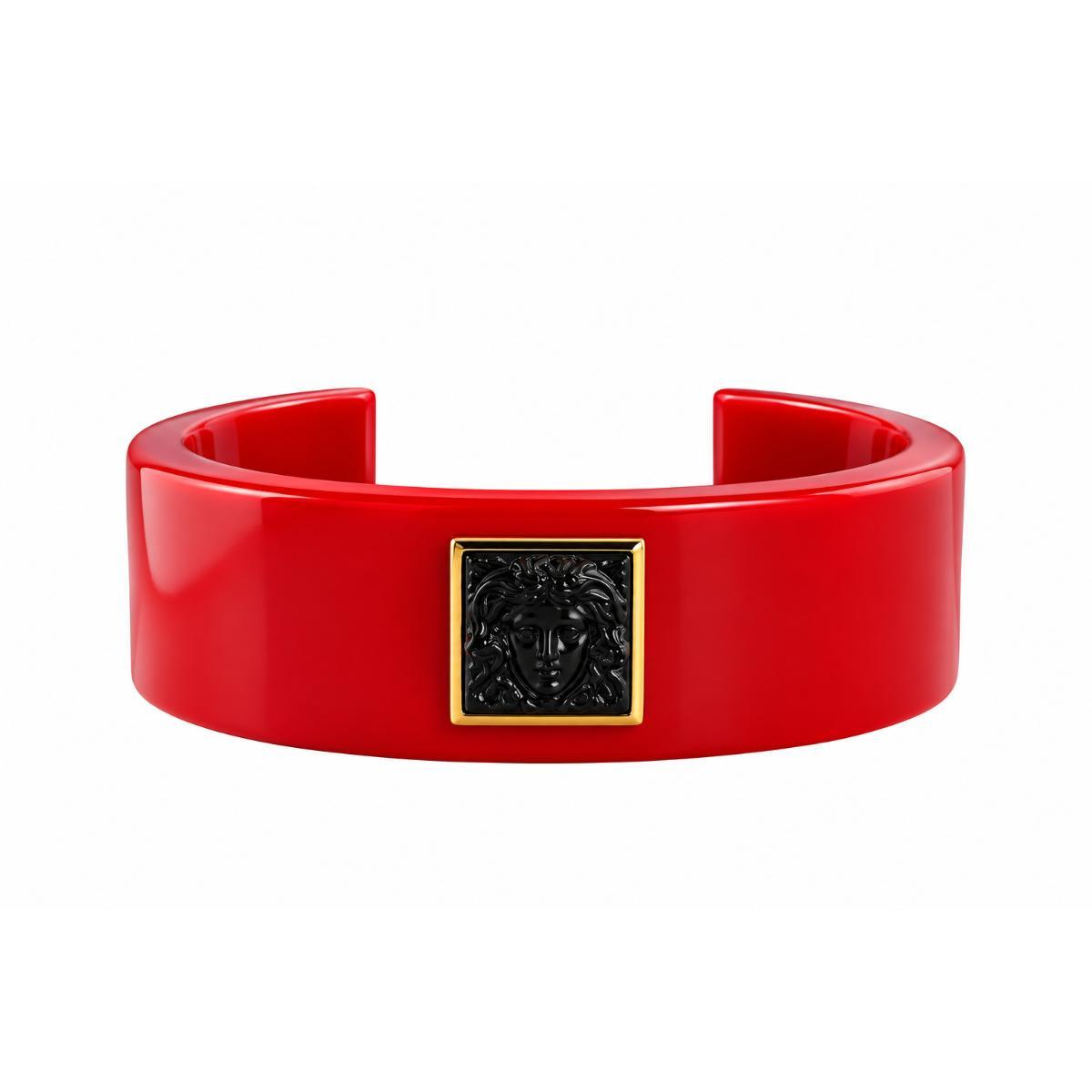 Lalique Arethuse Black Crystal Vermeil Silver Red Resin Cuff Bracelet 10698300