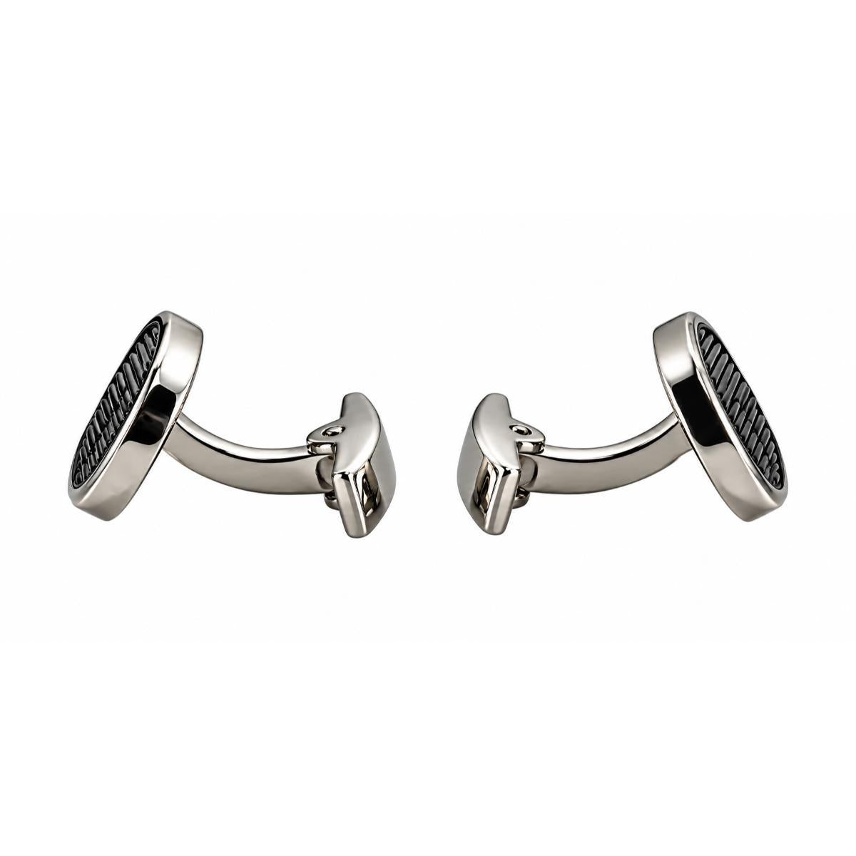 Lalique L'Homme Alpha Man Black Crystal Palladium Cufflinks 10683500