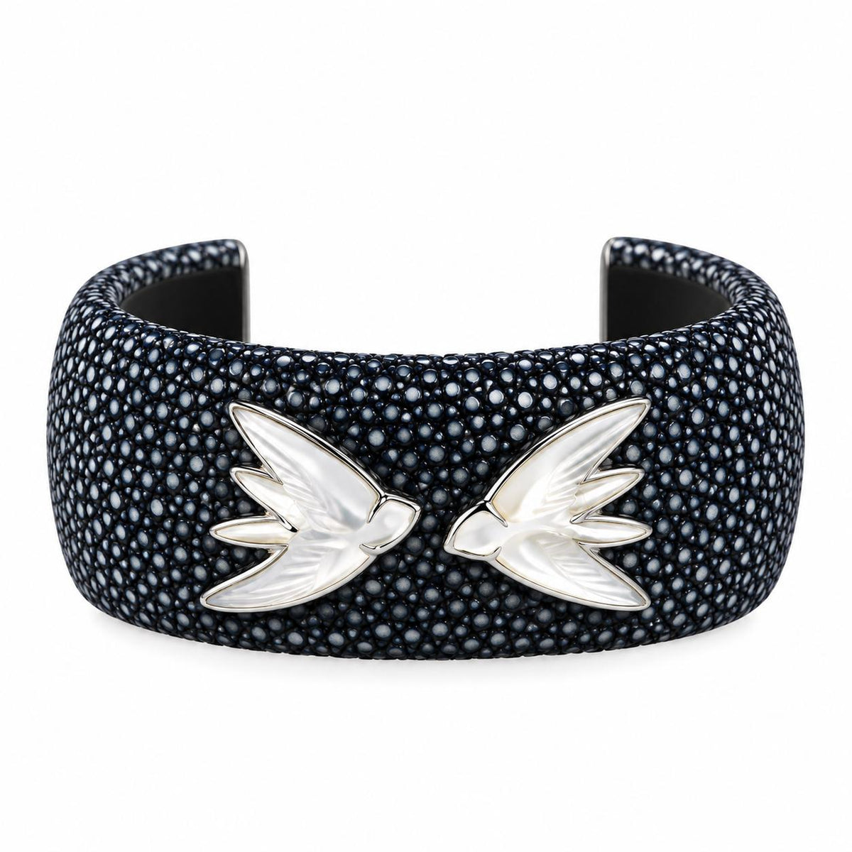 Lalique Hirondoless Swallows Crystal Sterling Stingray Bracelet 10394700