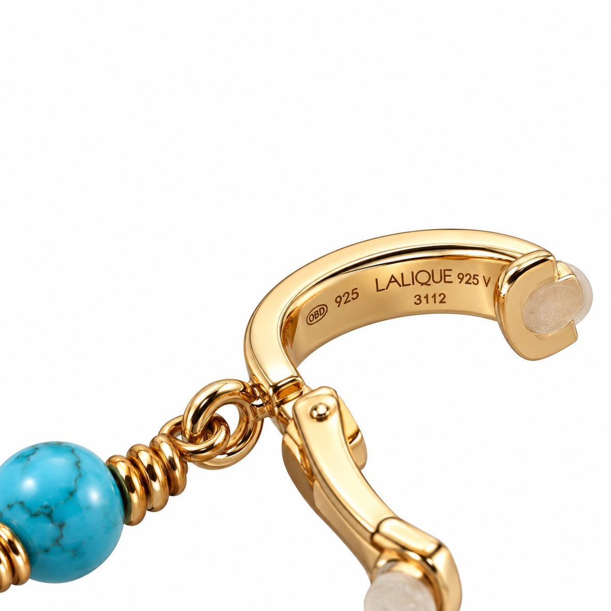 Lalique Arethuse Crystal Turquoise Vermeil Silver Dangle Clip Earrings 10418100