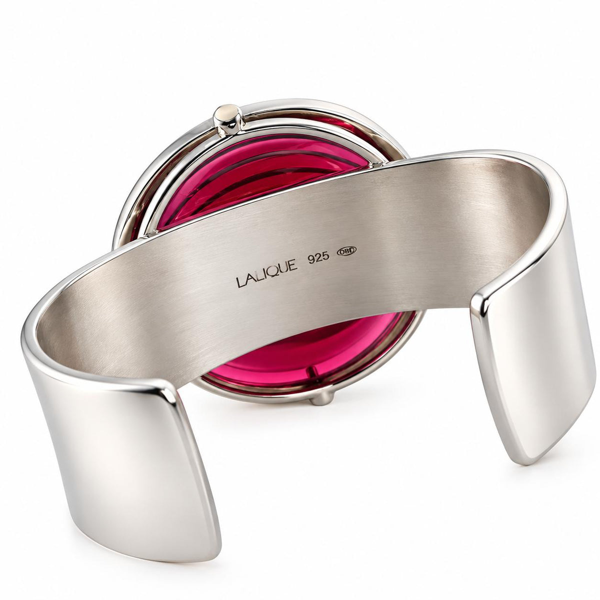 Lalique Vibrante Mauve Crystal Sterling Silver Cuff Bracelet 10396900