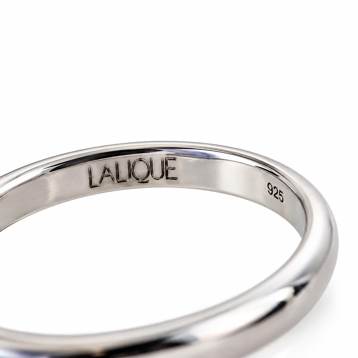 Lalique Charmante Blue Crystal Cabochon Sterling Silver Ring 10391900