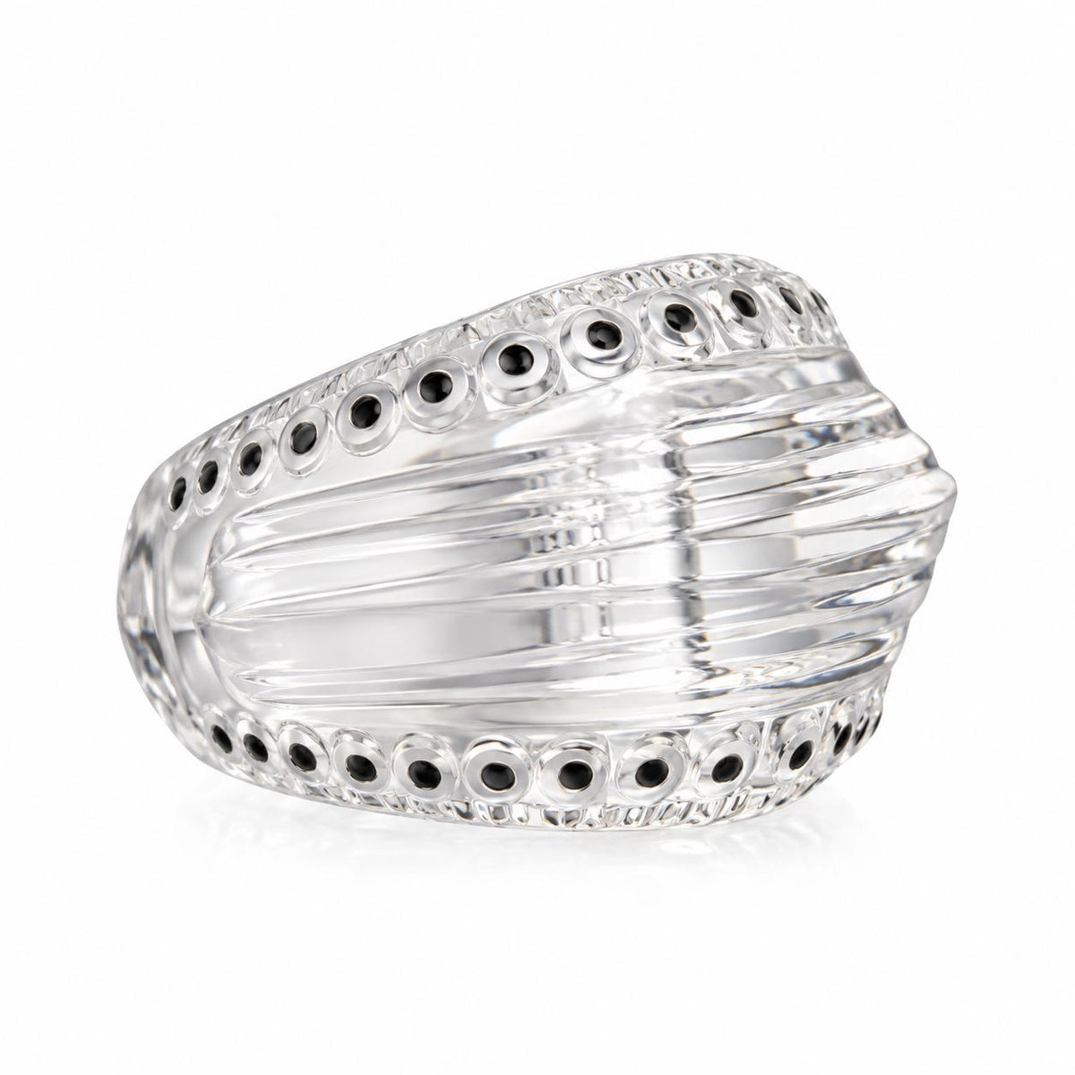 Lalique Icone Clear Crystal Black Enamel Icon Ring 10394900