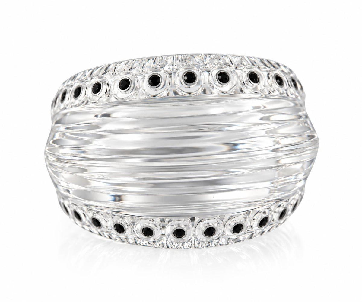 Lalique Icone Clear Crystal Black Enamel Icon Ring 10394900