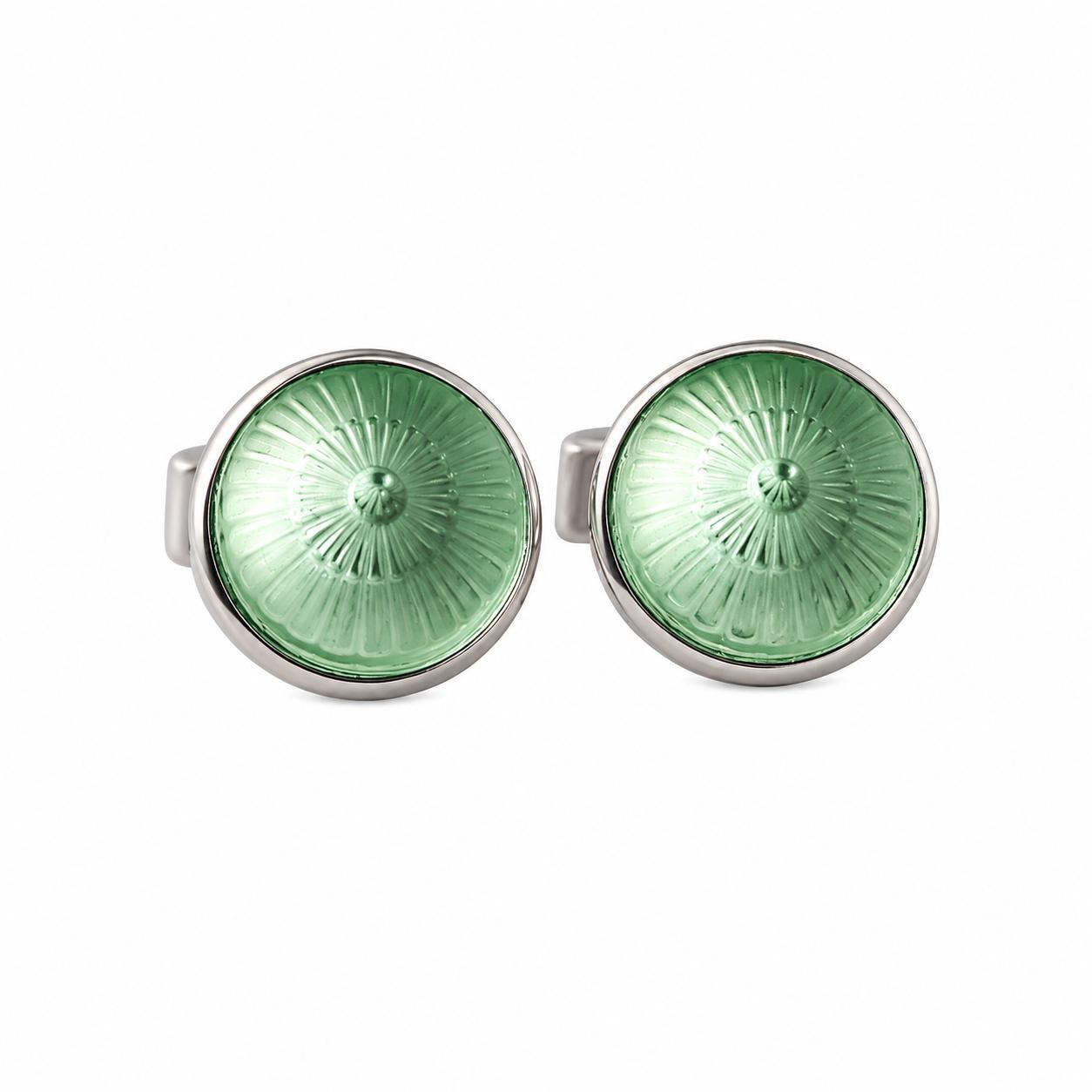 Lalique Toupie Spinning Top Lagoon Crystal Palladium Cufflinks 10728700