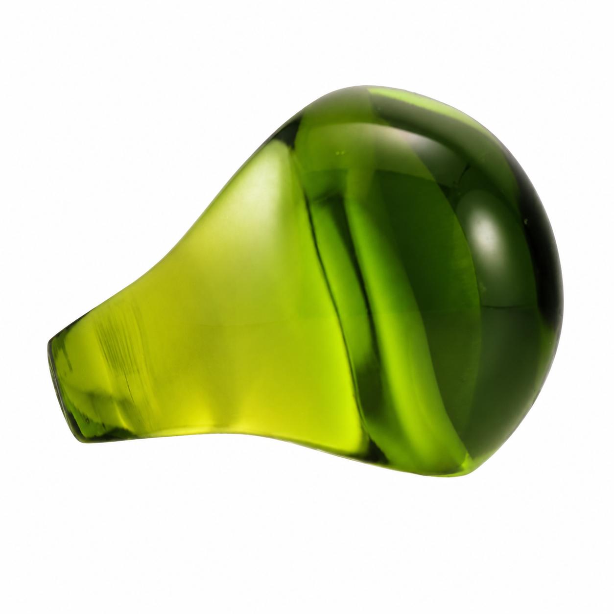 Lalique Cabochon Lime Green Crystal Ring 6510900