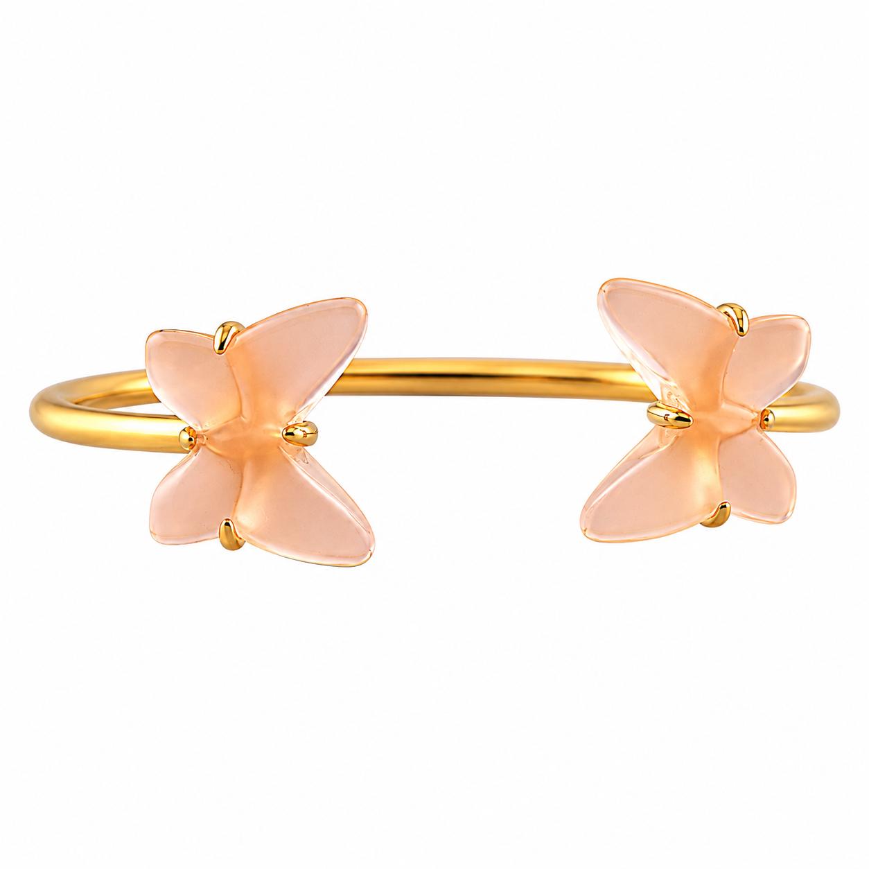 Lalique Papillon Peach Crystal Gold Plated Butterfly Bracelet 10754100
