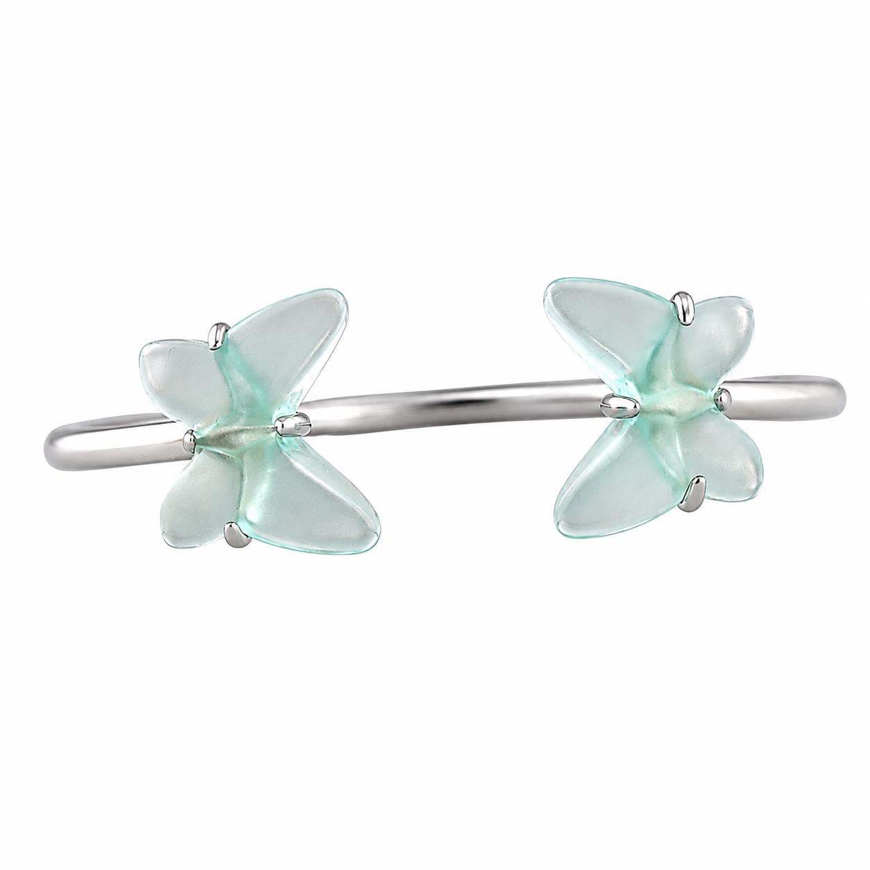 Lalique Papillon Lagoon Crystal Sterling Silver Butterfly Bracelet 10753200