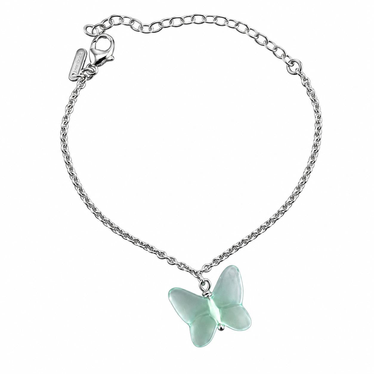 Lalique Papillon Lagoon Crystal Silver Chain Butterfly Bracelet 10755300