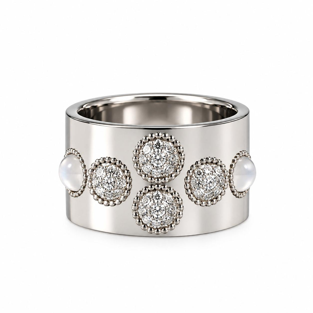Lalique Petillante Bubbly Sterling Silver Diamond Crystal Band Ring 10147500
