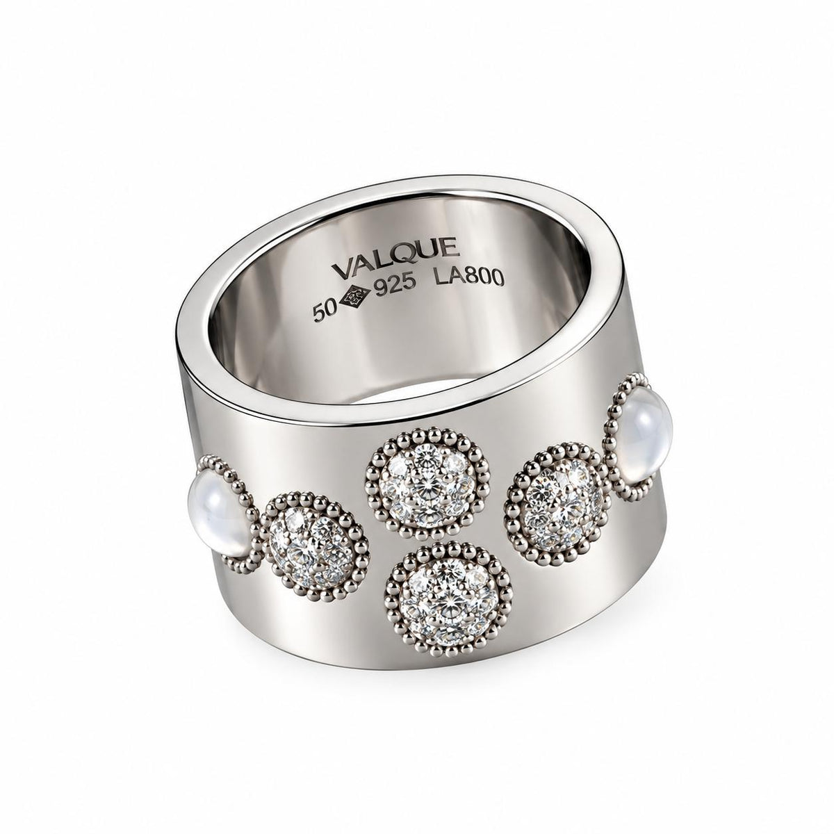 Lalique Petillante Bubbly Sterling Silver Diamond Crystal Band Ring 10147500