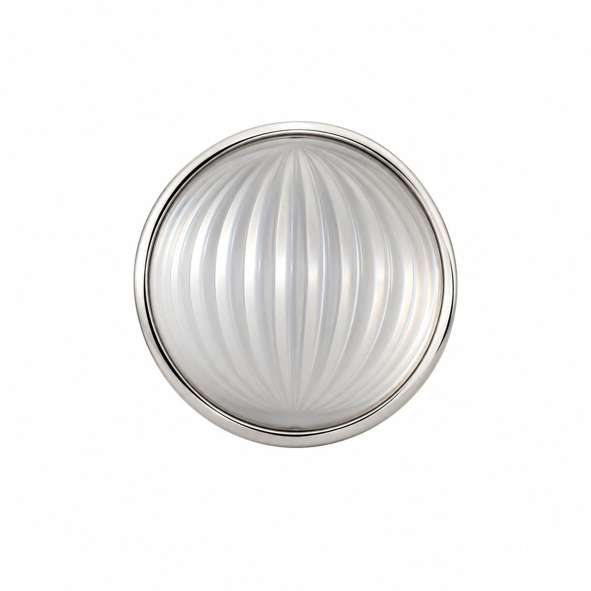 Lalique Vibrante Carved Crystal Sterling Silver Round Ring 10529200