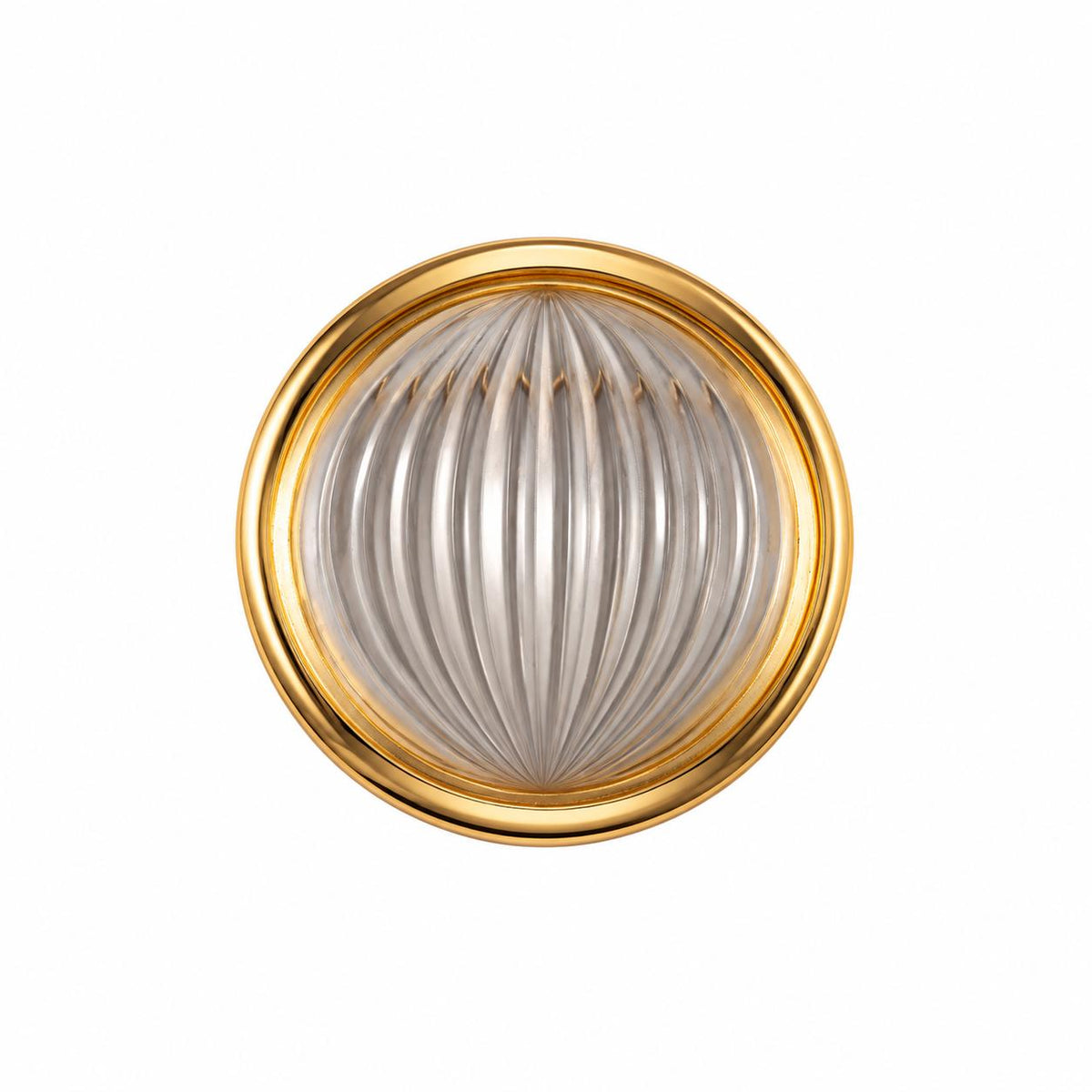 Lalique Vibrante Clear Crystal Vermeil Sterling Silver Round Brooch 10530500