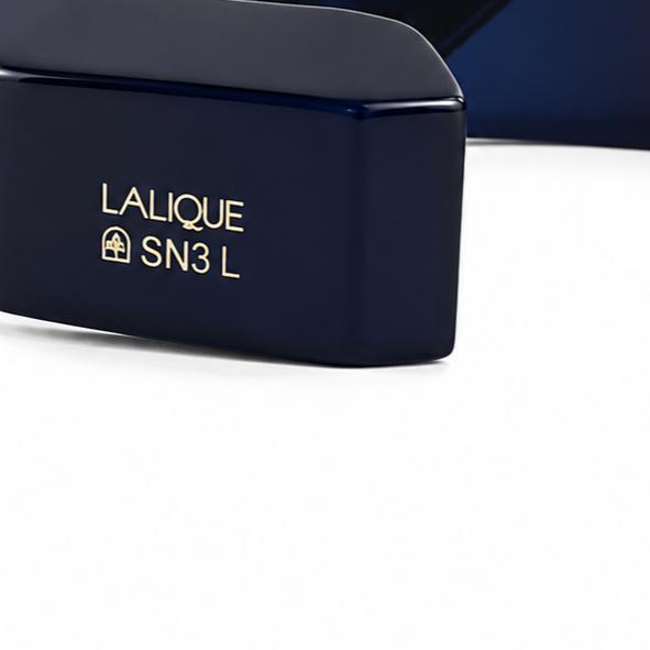 Lalique 1925 Crystal Silver Blue Resin Bracelet Large 10680200