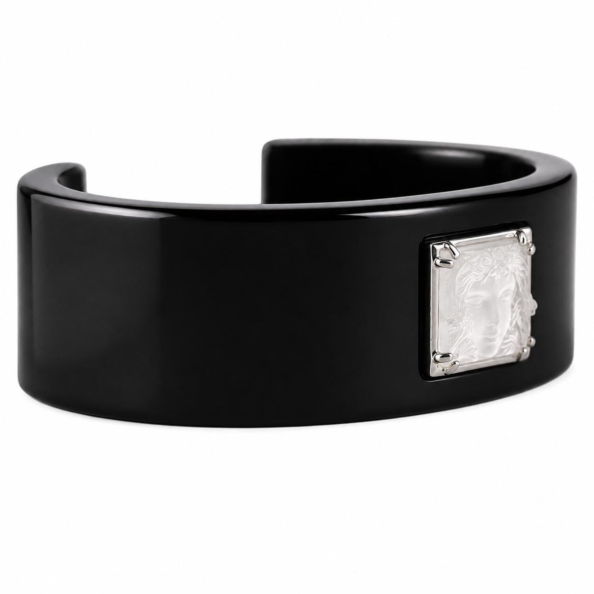 Lalique Arethuse Crystal Silver Resin Cuff Bracelet 10678200