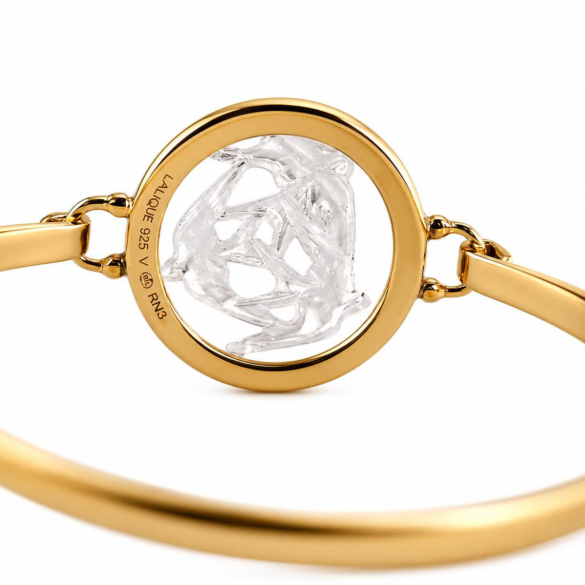 Lalique 3 Hirondelles Swallows Crystal Vermeil Silver Bracelet 10667400