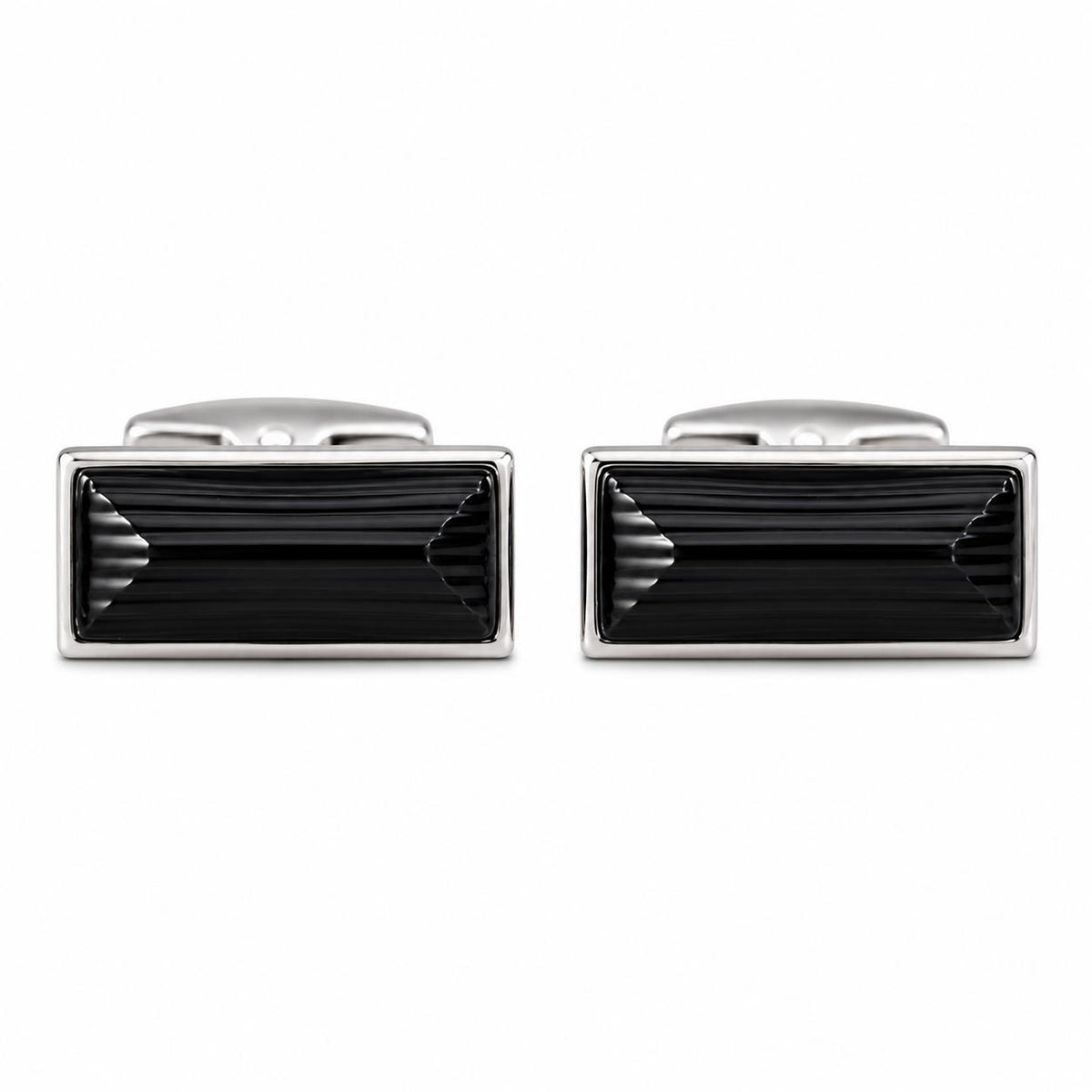Lalique Rayonnante Noir Black Crystal Palladium Cufflinks 10606100