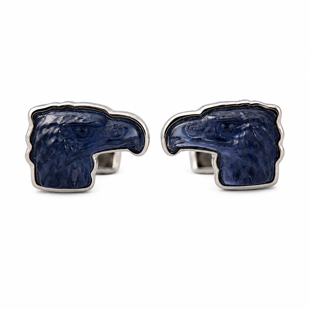 Lalique Eagle Blue Crystal Palladium Cufflinks 10605400