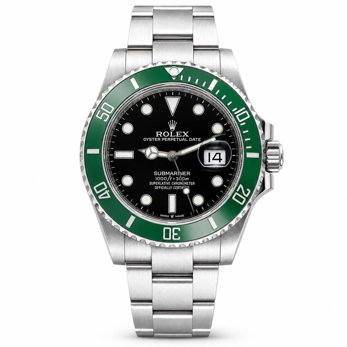 Rolex Submariner Green Bezel Stainless Steel 40mm Watch 126610LV