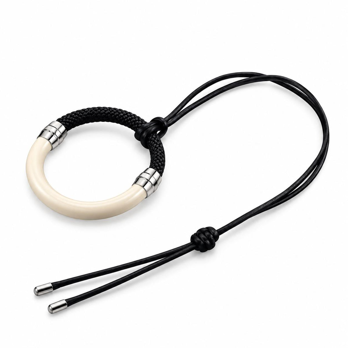 Lalique 1927 Silver Plated Black Cord Pendant Necklace 10651200