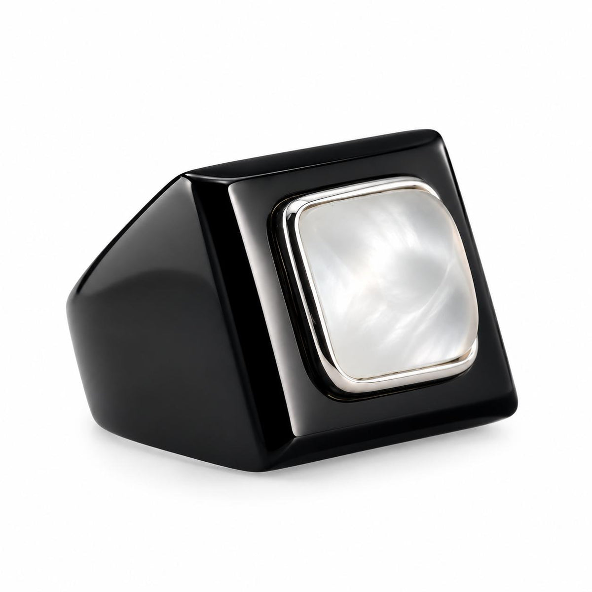 Lalique Charmante Black Clear Crystal Sterling Silver Ring 10630800