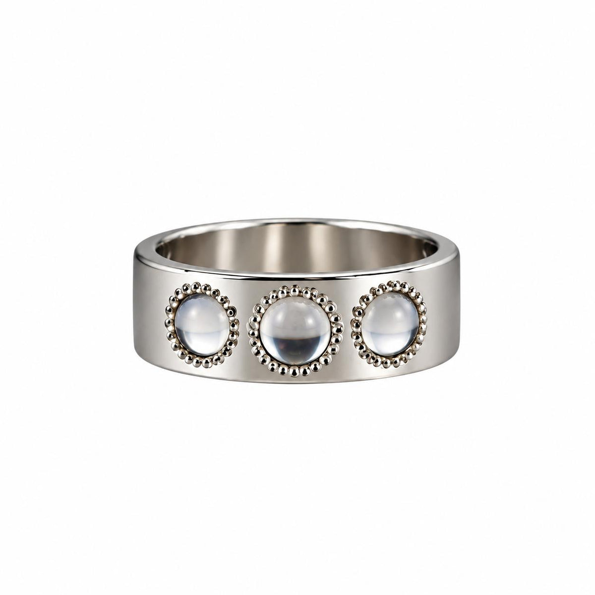 Lalique Petillante Bubbly Crystal Sterling Silver Band Ring 10144800