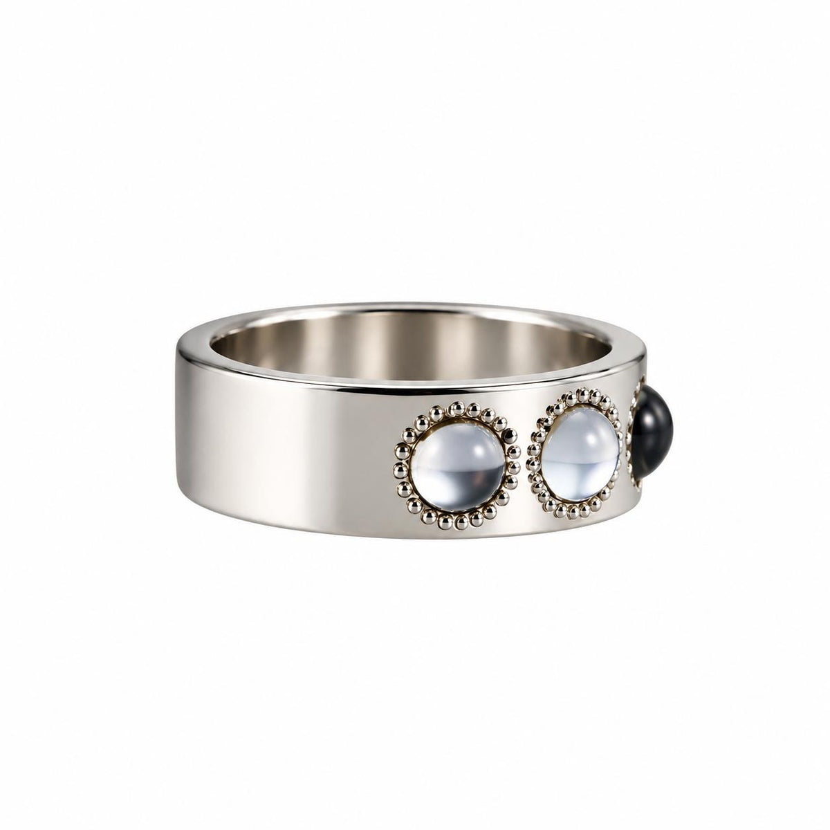 Lalique Petillante Bubbly Crystal Sterling Silver Band Ring 10144800