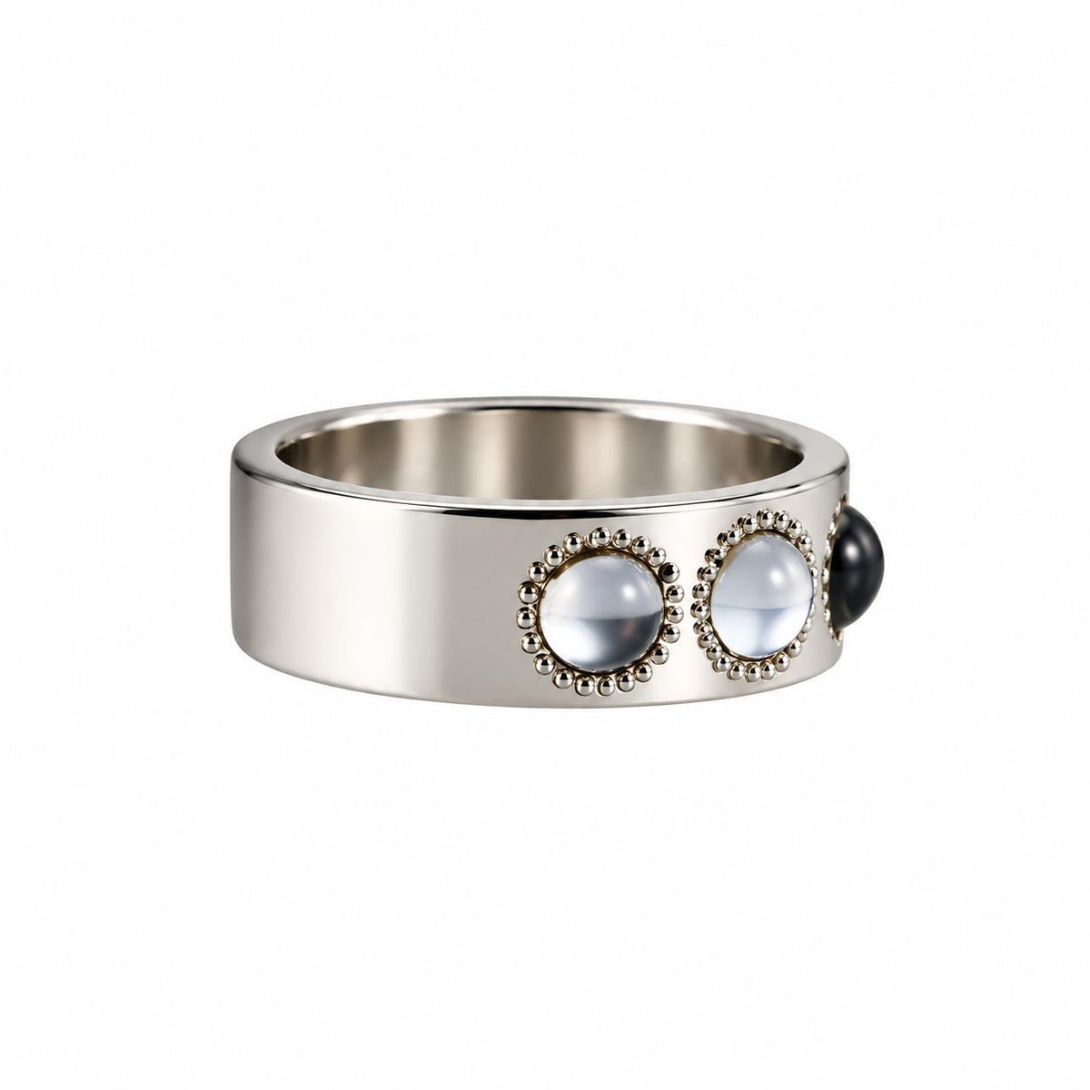 Lalique Petillante Bubbly Crystal Sterling Silver Band Ring 10144600