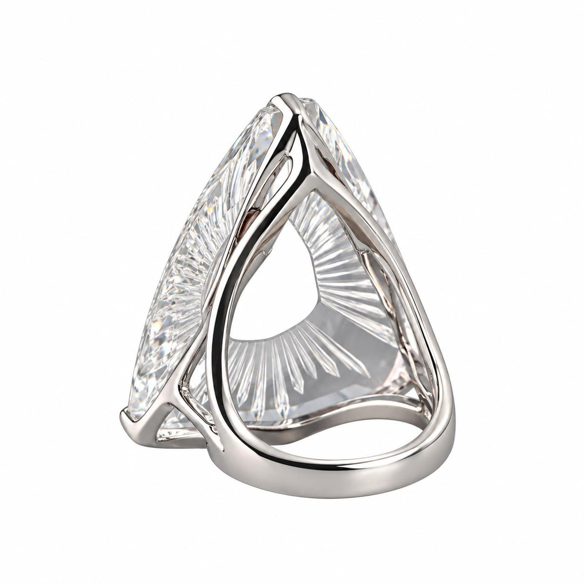 Lalique Ice Light Clear Crystal Sterling Silver Ring 10041500