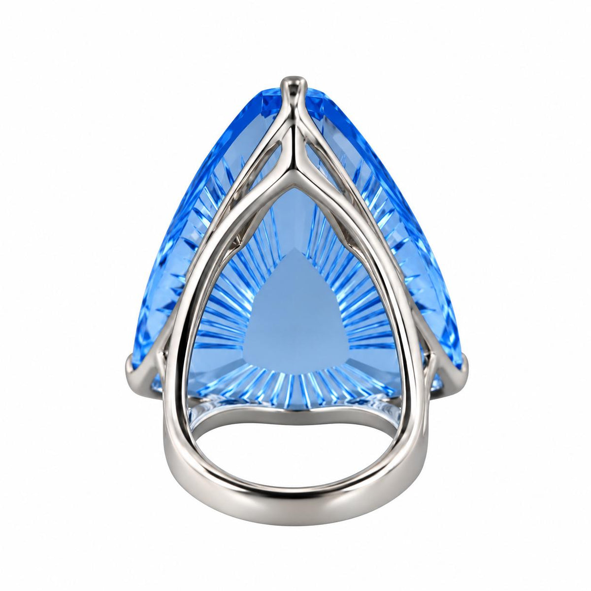Lalique Ice Light Blue Crystal Sterling Silver Ring 10042700